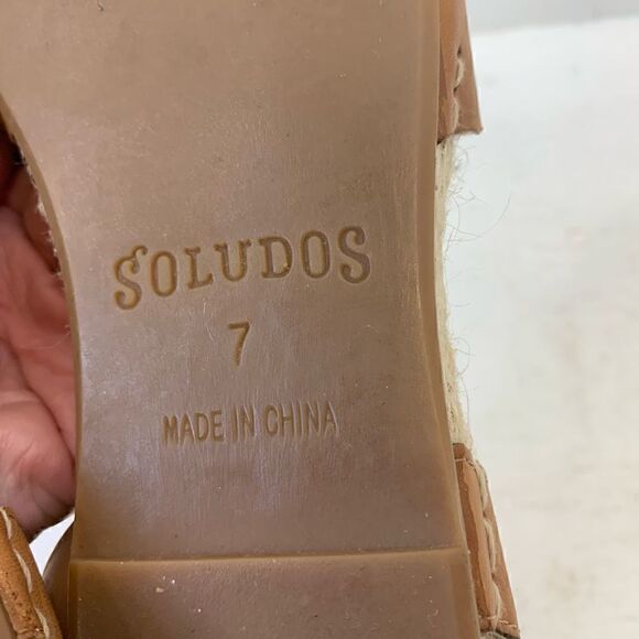 Soludos Brown Leather Slingback Espadrilles Size 7 - Picture 9 of 9